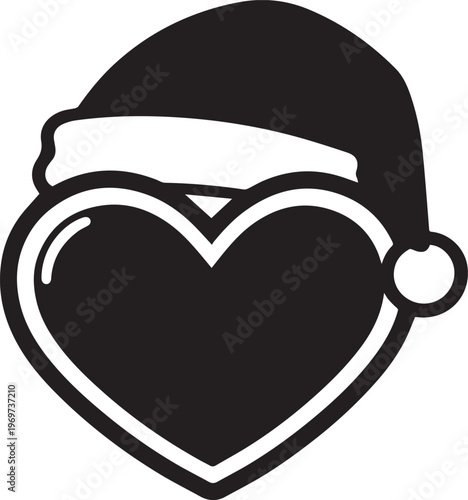 Festive heart symbol merges the warmth of love with the season's joy, combining the iconic Santa hat with a heart, creating a unique holiday message.