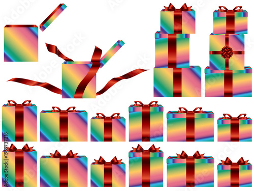 プレゼント箱横、虹、10赤