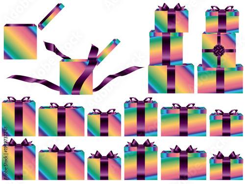 プレゼント箱横、虹、13紫