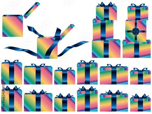 プレゼント箱横、虹、15青