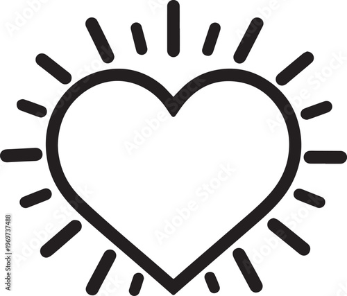 A simple yet captivating vector illustration featuring a radiating heart. This piece embodies love, warmth, and positivity with its clean lines and minimalist aesthetic.