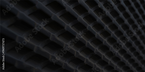 Seamless black and white carbon fiber texture featuring a geometric metallic grid pattern with a 3d square tile design for a modern steel gray wallpaper backdrop