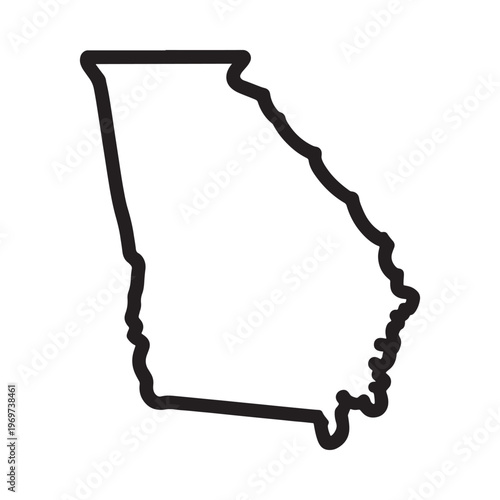 Simple black outline depicting the geographic shape of the state of georgia