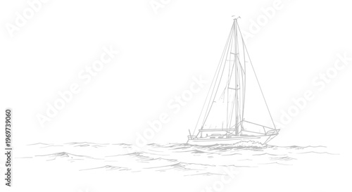 Sailing boat, sailboat illustration, nautical vector, sea transport