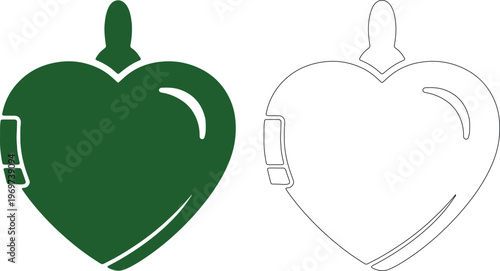 Green heart locket with silhouette pendant