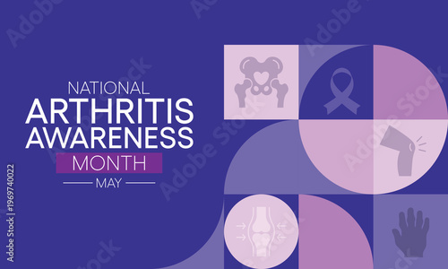 National Arthritis awareness month observed each year in May. it is a common condition that causes pain and inflammation in a joint. Arthritis affects people of all ages, including children. vector.