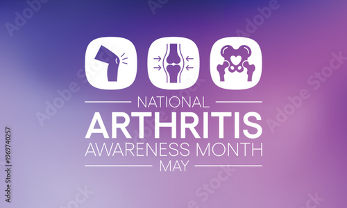 National Arthritis awareness month observed each year in May. it is a common condition that causes pain and inflammation in a joint. Arthritis affects people of all ages, including children. vector.