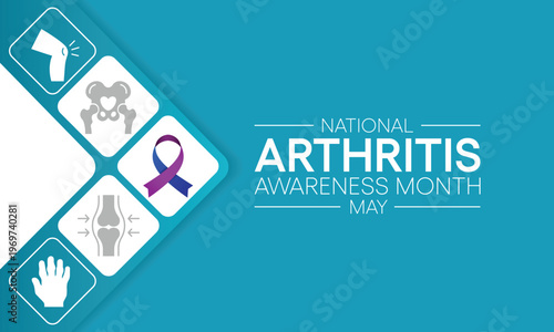 National Arthritis awareness month observed each year in May. it is a common condition that causes pain and inflammation in a joint. Arthritis affects people of all ages, including children. vector.
