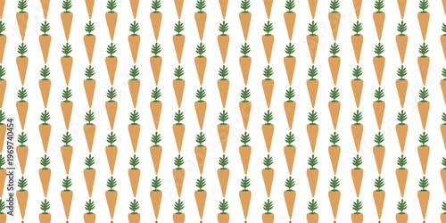 Fresh carrot seamless pattern for organic farm and grocery shop decor. Vegetable pattern