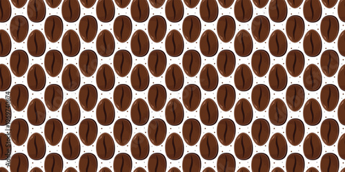 Repeating pattern of aromatic coffee seeds perfect for modern cafe and shop decor.
