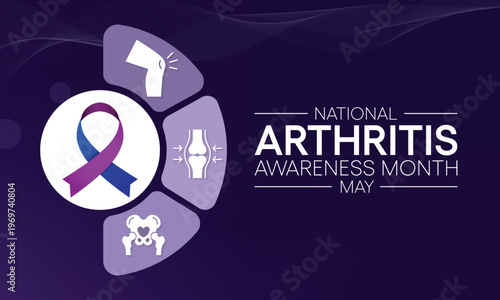 National Arthritis awareness month observed each year in May. it is a common condition that causes pain and inflammation in a joint. Arthritis affects people of all ages, including children. vector.