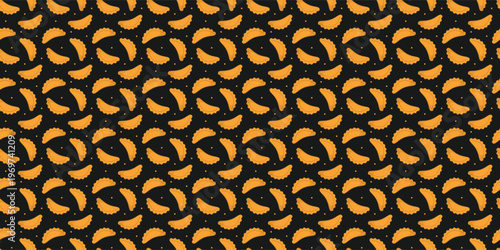 Traditional empanadas repeating design for food advertising. Food pattern ukrainian varenyky