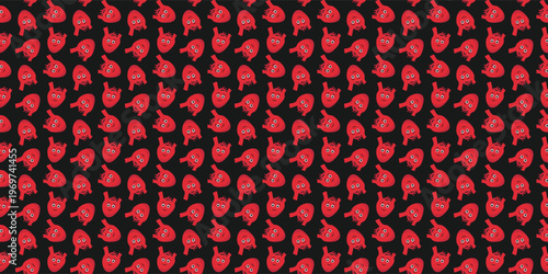 Creative cartoon heart repeating design for playful pediatric healthcare branding. Love pattern