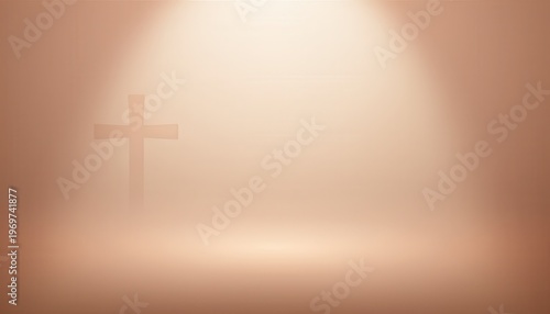 Christian cross symbol glowing against a soft blurred background for worship.