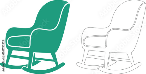 Green rocking chair silhouette furniture