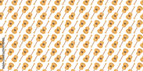 Acoustic ukulele seamless pattern for wrapping paper and fun studio decor