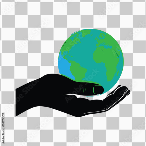 A person's hands carefully holding a blue glass globe of the earth represents a global business concept and a symbol of environmental protection to save our green planet and promote world peace