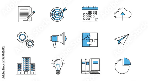 Collection of document icons representing various file management operations like saving, downloading, security, and analysis
