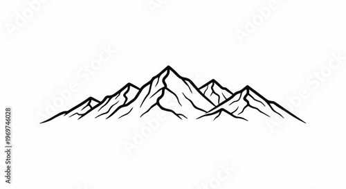 Stylized black and white mountain range with peaks and ridges