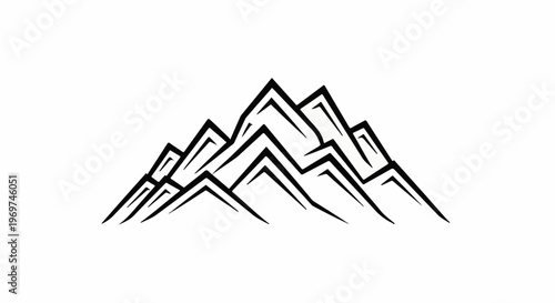Stylized black and white mountain range illustration