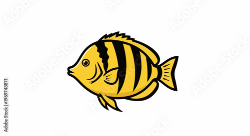 Stylized cartoon fish with yellow body and black stripes