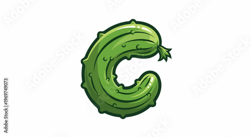 Stylized cartoon pickle with a bold outline and vibrant green color