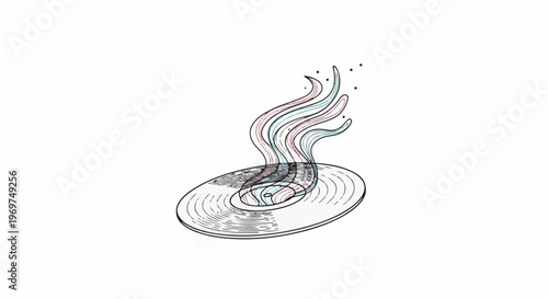Swirling colored smoke rising from a vintage record