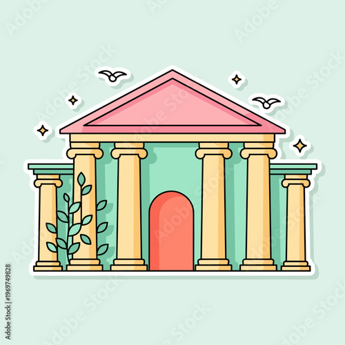 Flat Vector Courthouse with Greek Columns