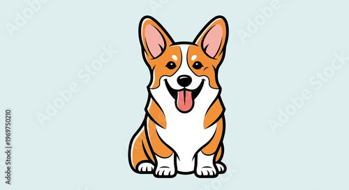 Cute Corgi Dog Sitting Smiling Tongue Out