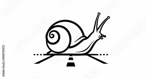 Stylized snail crawling on a road marking