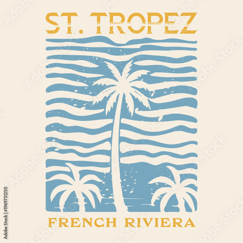 Big Wabes hand drawing artwork. summer sea graphics. sea waves graphic tee. tropical t-shirt design. vintage retro st. tropez french riviera.