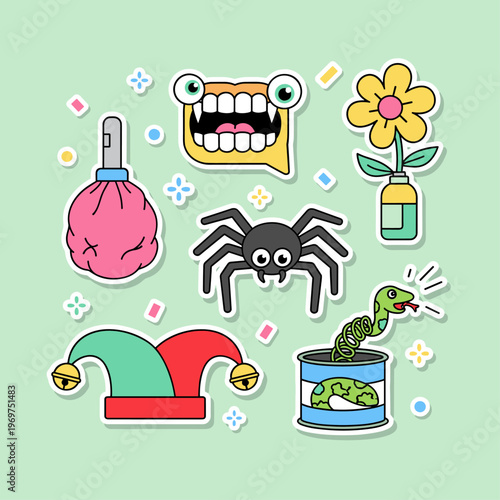 Flat Vector April Fools' Day Prank Icon Set