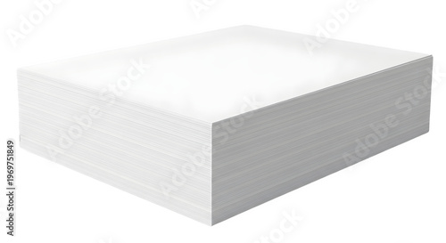 Stack of plain white paper sheets in a neat pile, clean and bright, isolated on transparent background