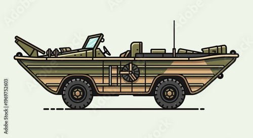 Amphibious Military Vehicle Illustration
