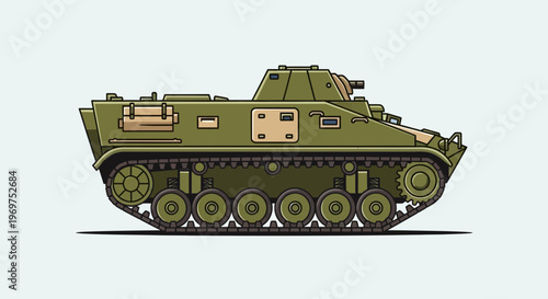 Green armored personnel carrier side view illustration