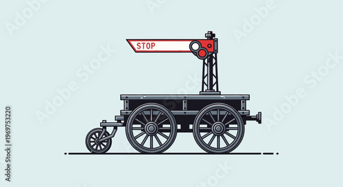 Vintage train stop signal on a wagon