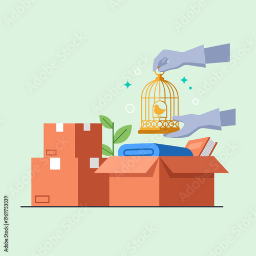 Professional Hoarding Cleanup Service Vector Art Illustration