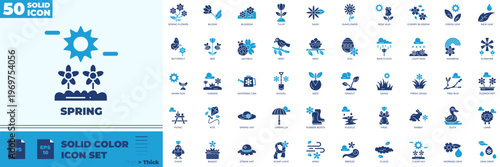 Spring Solid Color Editable Icons set