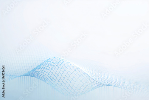 Abstract blue mesh wave background, technology network and data flow concept for SaaS and digital interfaces