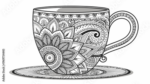 A beautifully designed vector illustration of a tea cup and saucer