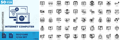 Internet Computer Duotone Editable Icons set