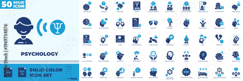 Psychology Solid Color Editable Icons set