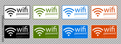 Wifi zone signal with free password vector and cool icon logo. Sticker sign symbol with router wave wlan and fi set round. Signage spot wifi with area label free and access poster password