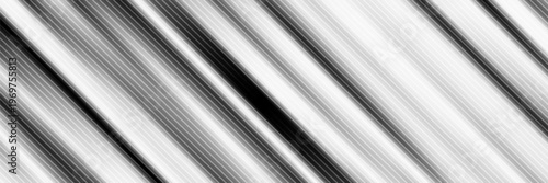 Abstract monochrome diagonal lines background, black and white striped pattern with metallic glow effect, minimalist geometric texture for modern tech banner and creative backdrop.