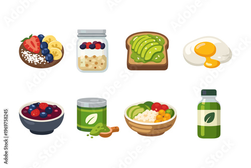 Healthy Breakfast Food Icons