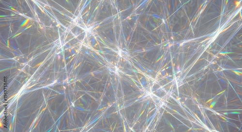 Intricate abstract lines of light display rainbow refractions.
