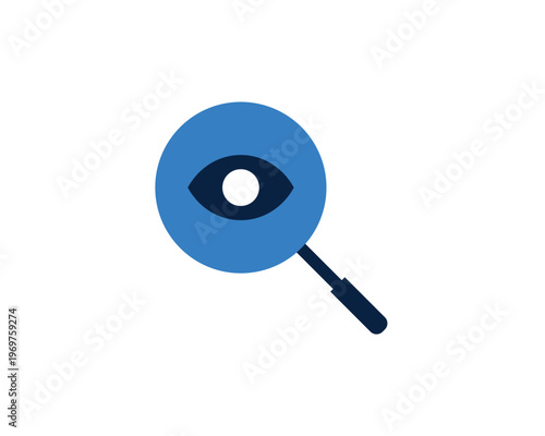 Magnifying glass with eye symbol representing search, visibility, and monitoring.