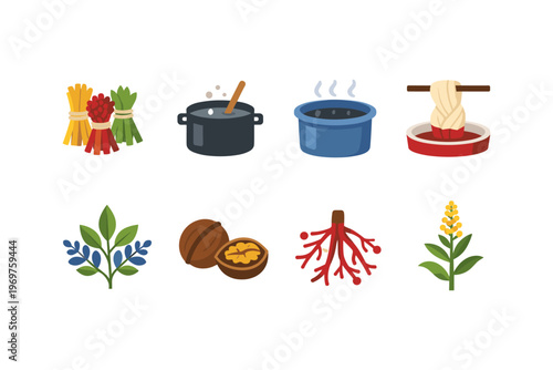 Natural Dyeing Process Icons