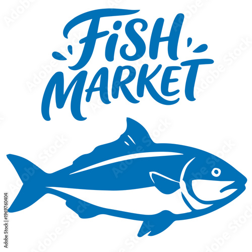Fish market fresh fish seafood ocean catch simple illustration
