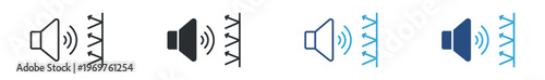 Soundproof Icon Set, Noise Control and Acoustic Isolation Symbols, Vector Illustration
